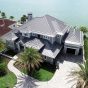 metal roof house in grey water front
